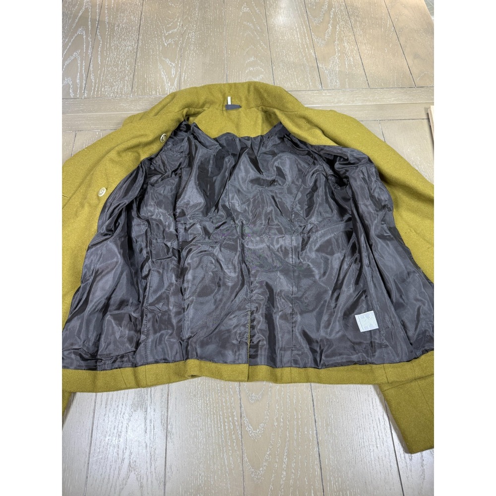 Sparkle & Fade Wool Blend Moto Jacket Large Double Breasted Peacoat Olive - Picture 13 of 16